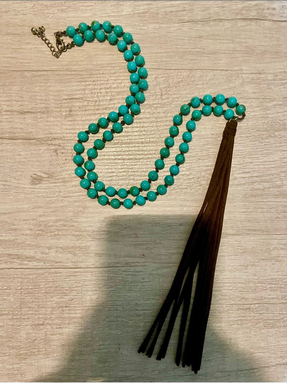 Turquoise Beaded Tassel Necklace